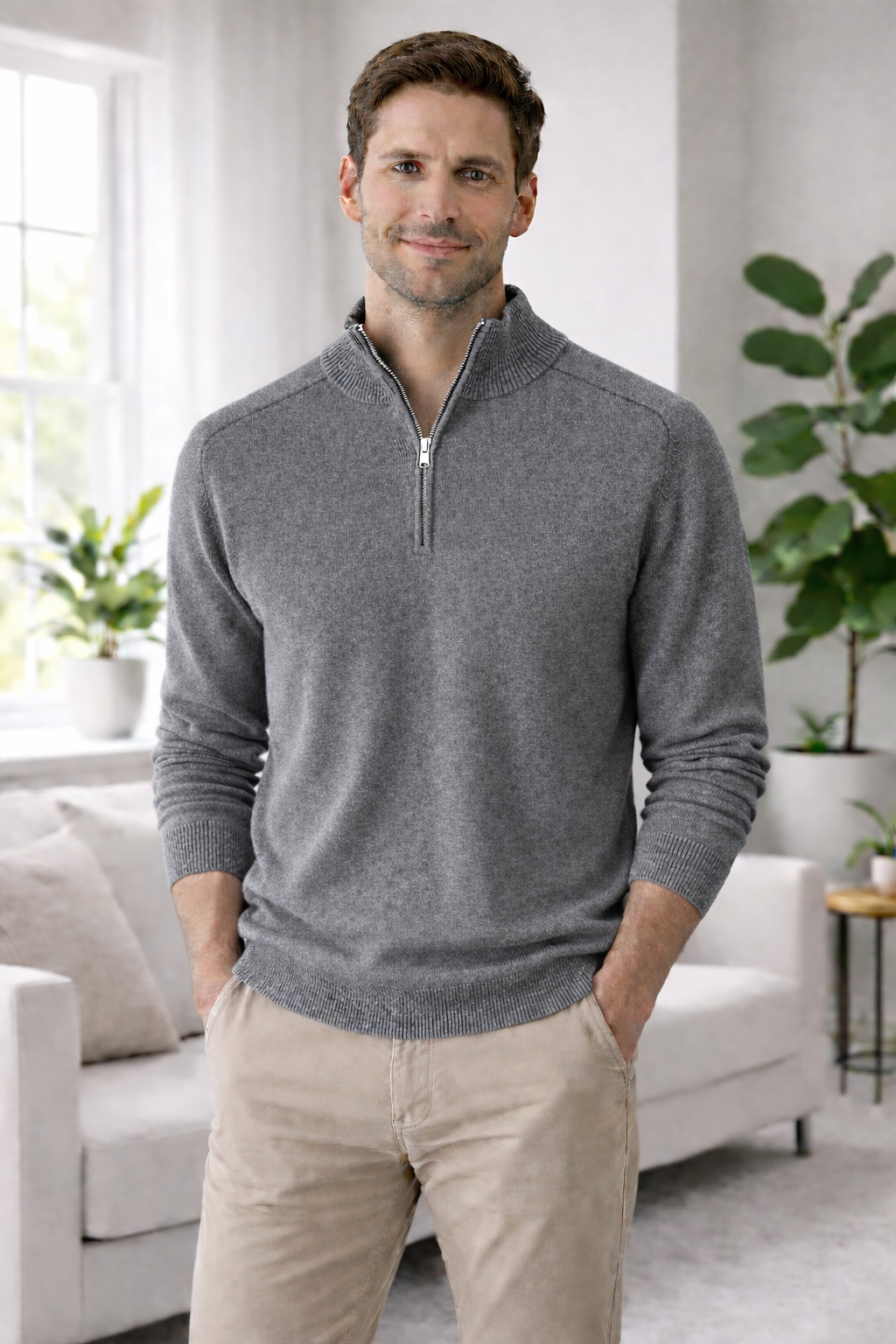 Karl | Ribbed Collar Cashmere Pullover