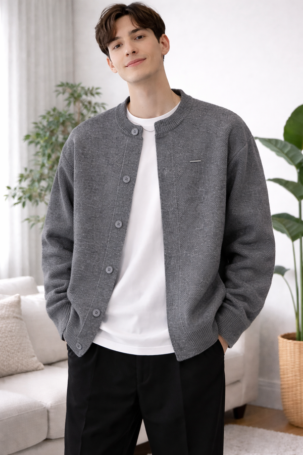 Oscar | Neck Button Knited Coat