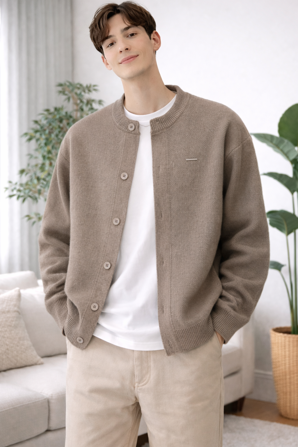 Oscar | Neck Button Knited Coat