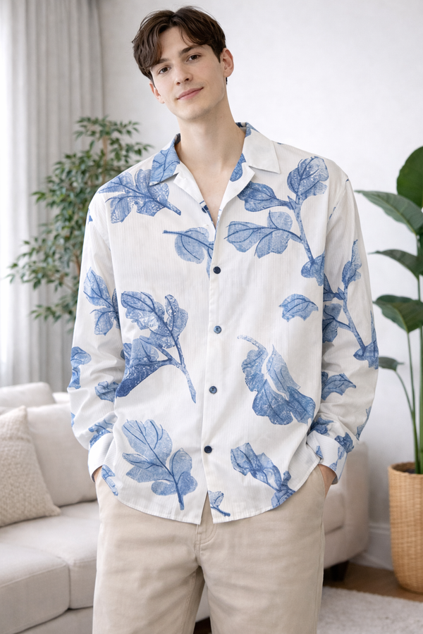 Bleu | Striped Button Cotton Shirt