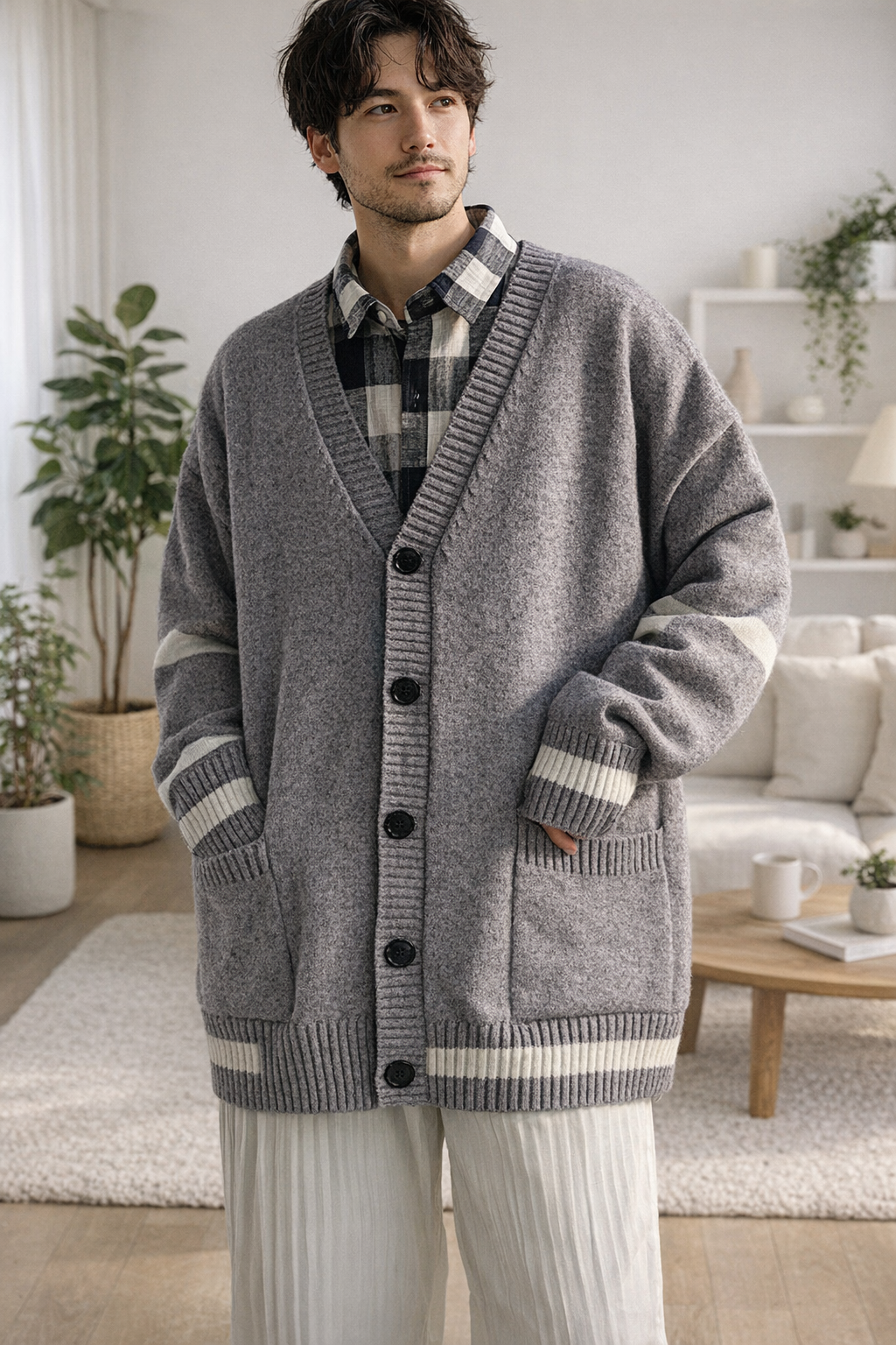 Bruno | Striped Pockets Knitted Cardigans