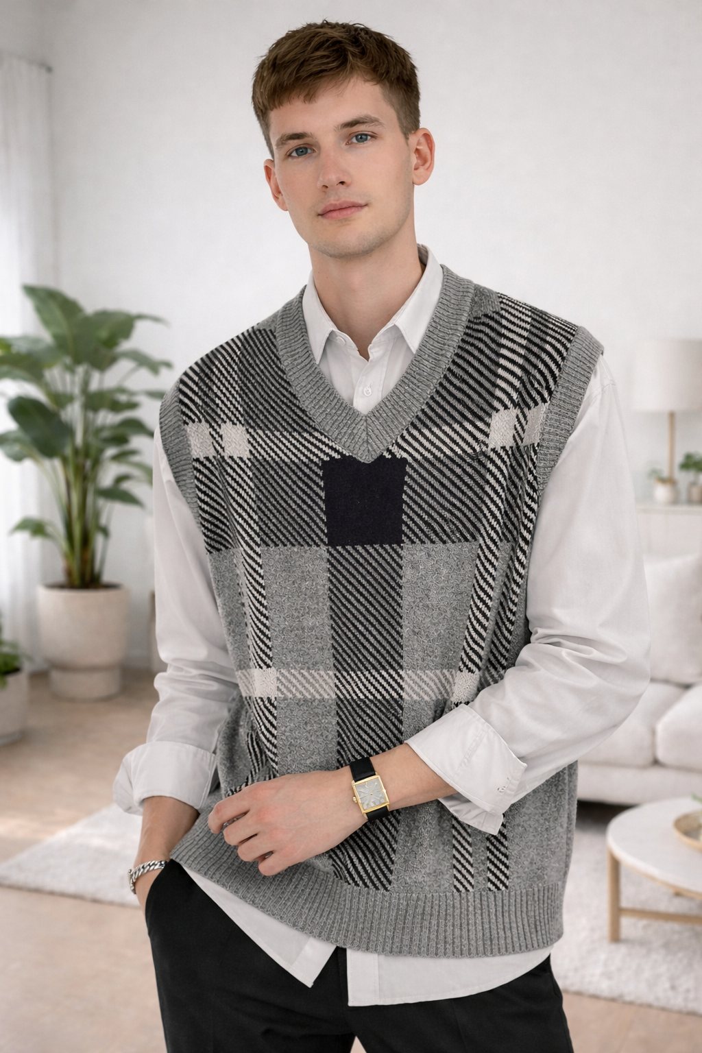 Marcus | V Neck Sleeveless Knit Vest