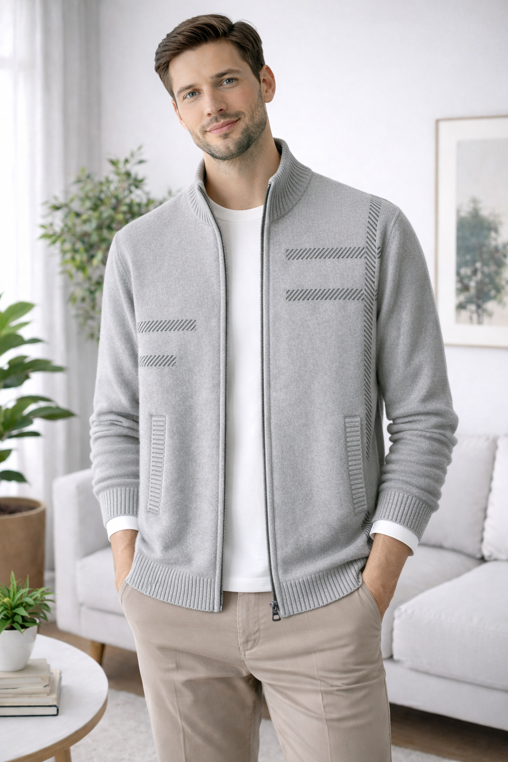 LAURENT | ZIPPERED KNIT JACKET FOR MEN