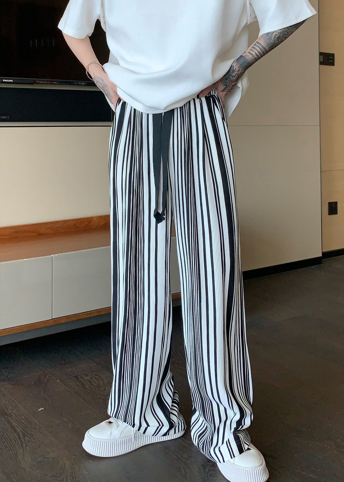 Cole | Oversized Striped Cotton Pants