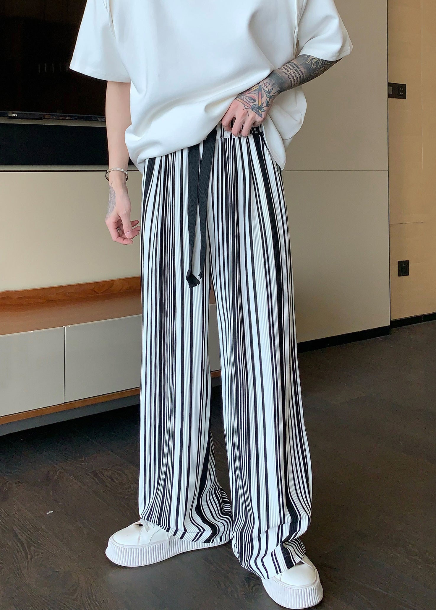 Cole | Oversized Striped Cotton Pants
