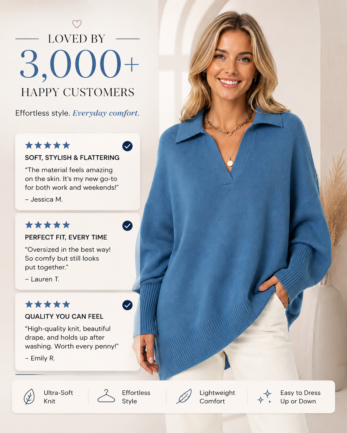 Lunevia | Relaxed Knit Poncho Sweater