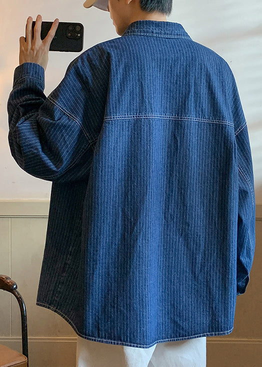 Anton | Striped Pockets Denim Coat