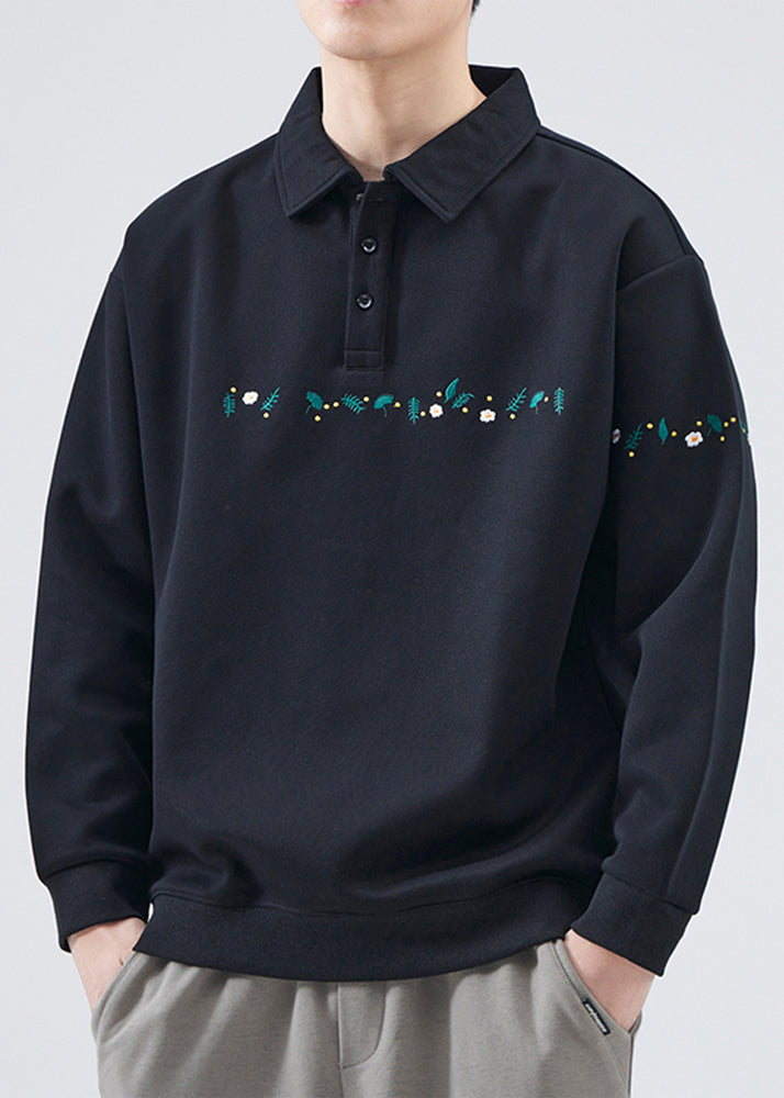 Chris | Embroideried Button Cotton Sweatshirts