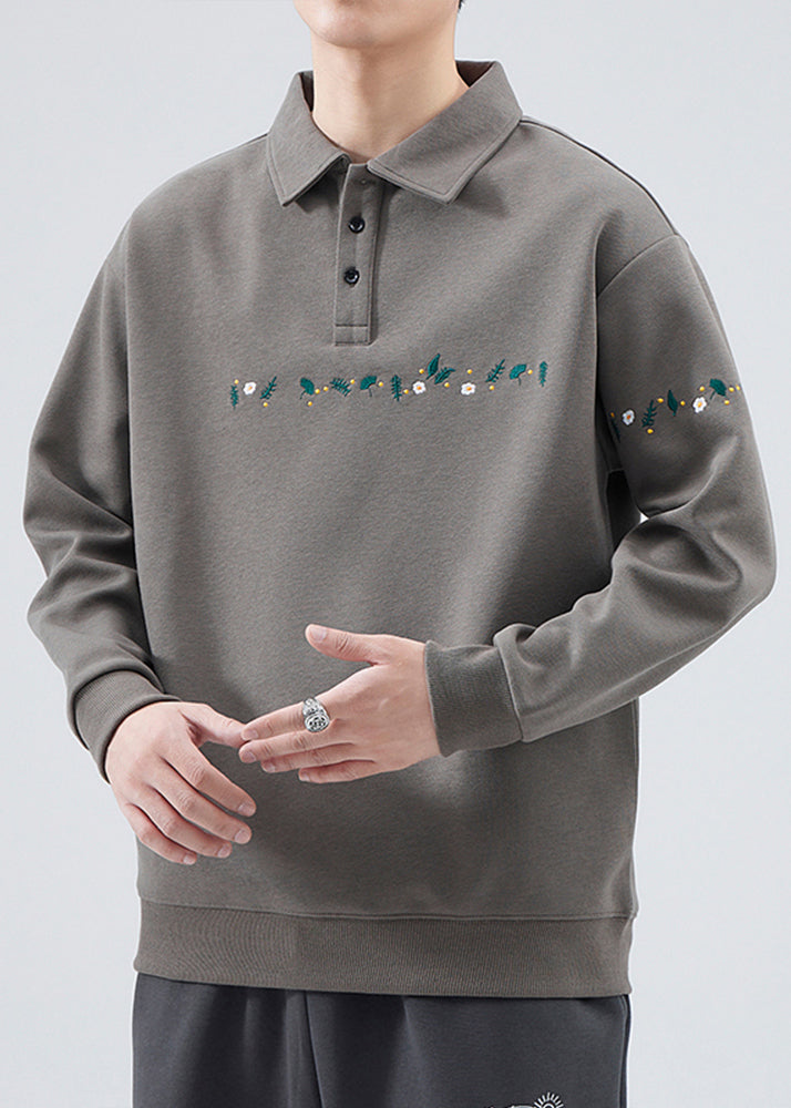 Chris | Embroideried Button Cotton Sweatshirts