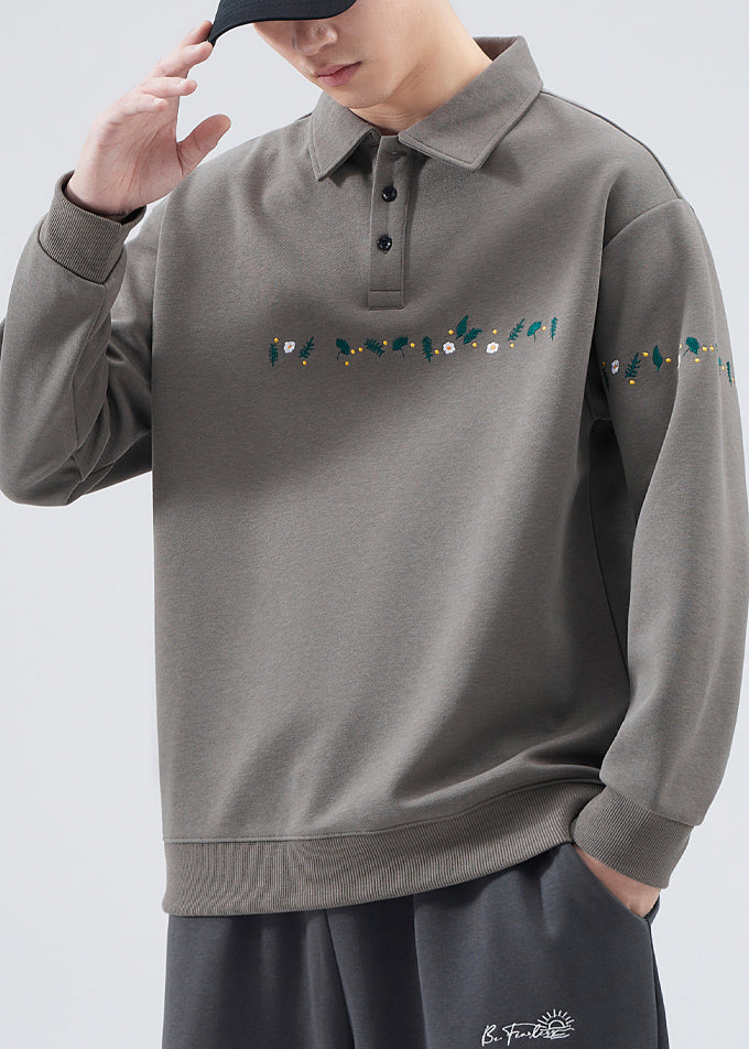 Chris | Embroideried Button Cotton Sweatshirts