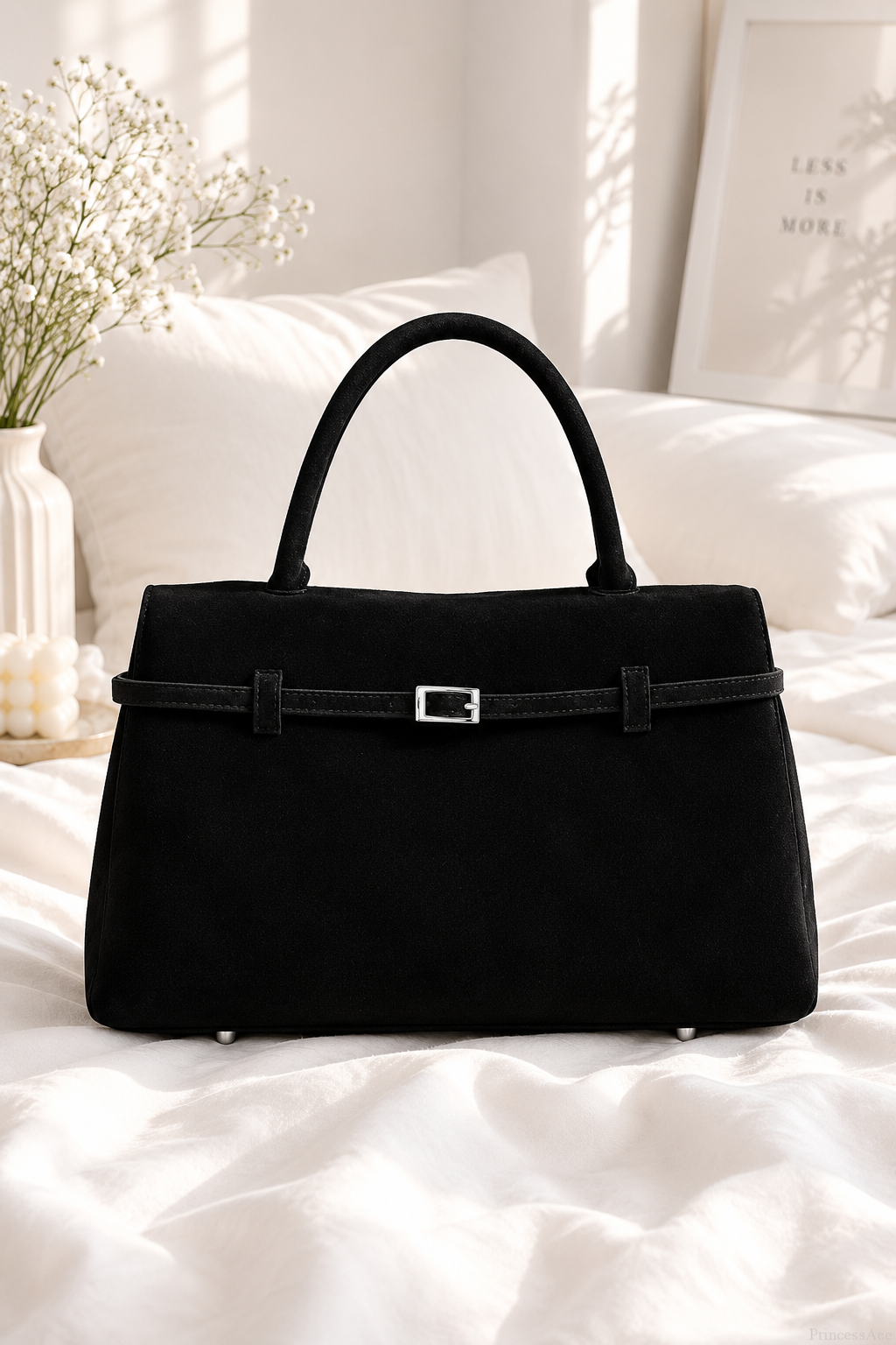 Grace | Faux Suede Hasp Large Tote Handbag