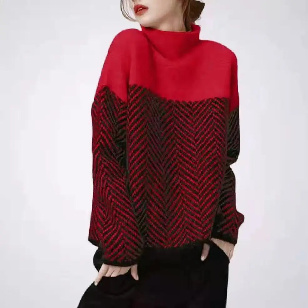 Maristela | Knit geometric knit turtleneck sweater