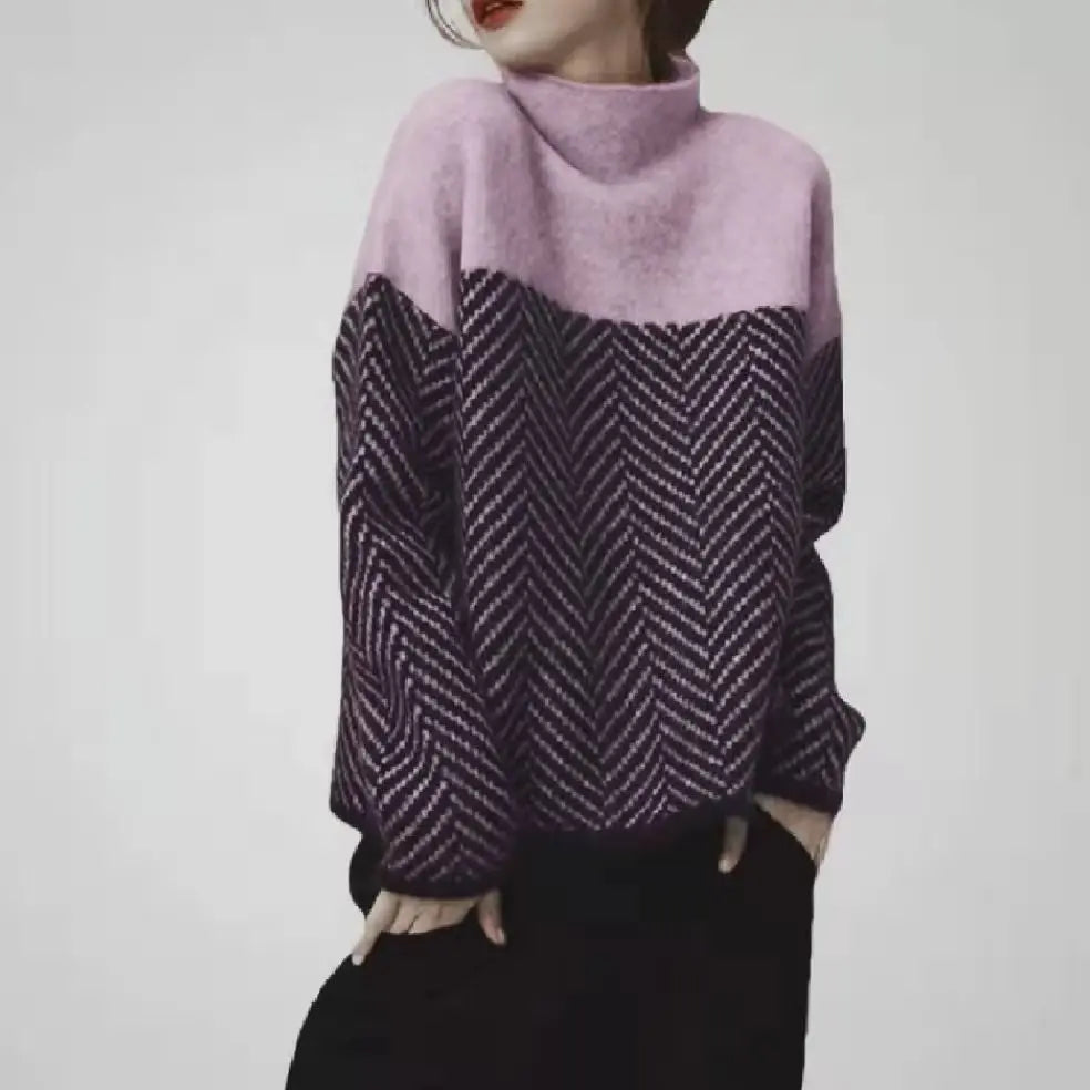 Maristela | Knit geometric knit turtleneck sweater