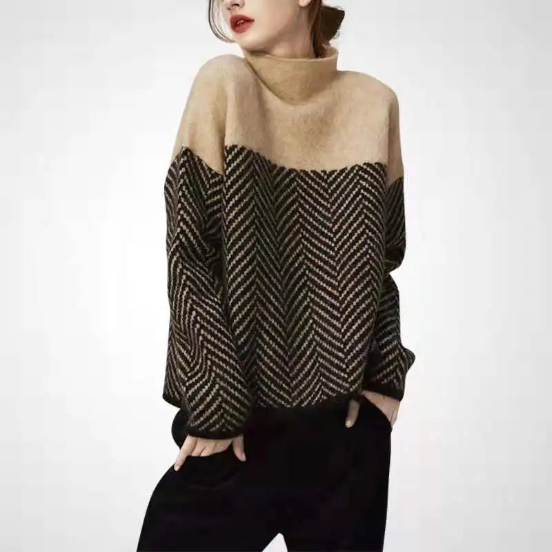 Maristela | Knit geometric knit turtleneck sweater