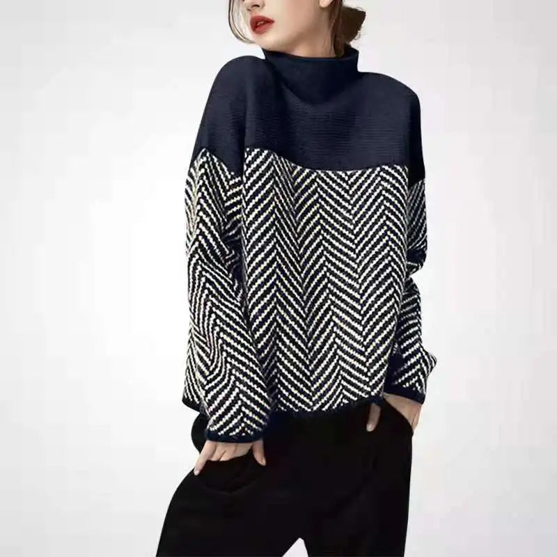 Maristela | Knit geometric knit turtleneck sweater