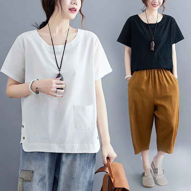 Iza | Vintage Cotton-Linen Top