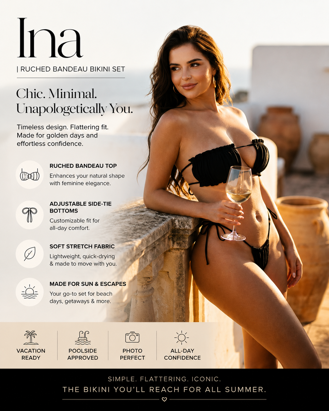 Ina | Ruched Bandeau Bikini Set