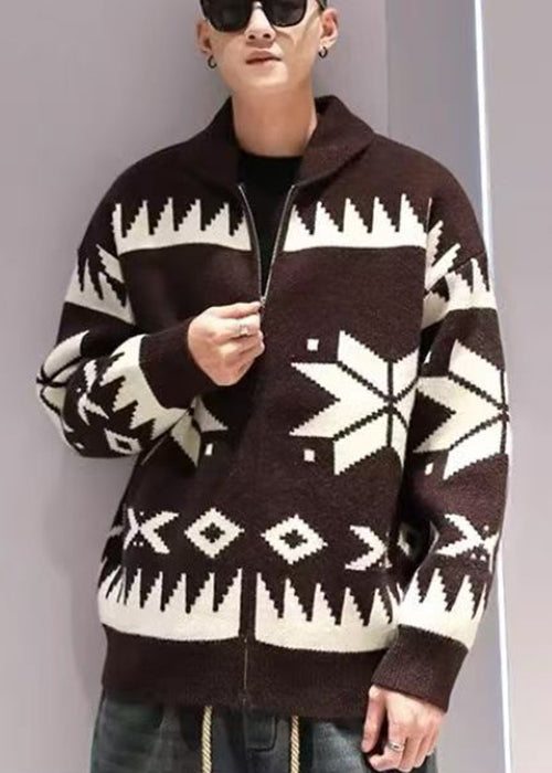 Jacquard | Zip Up Cozy Knitted Coat