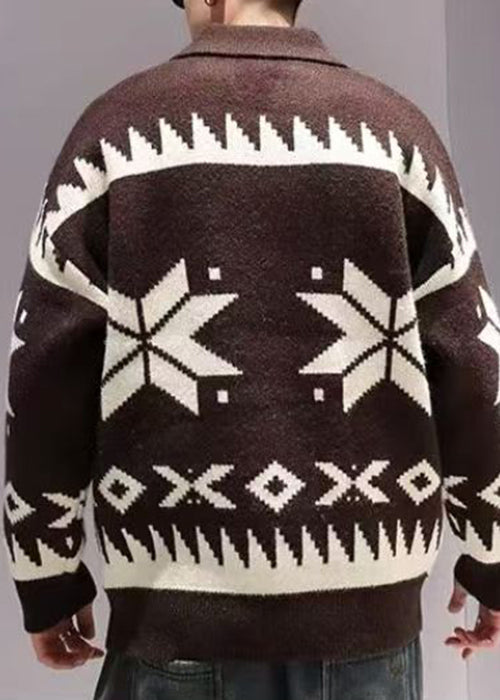 Jacquard | Zip Up Cozy Knitted Coat