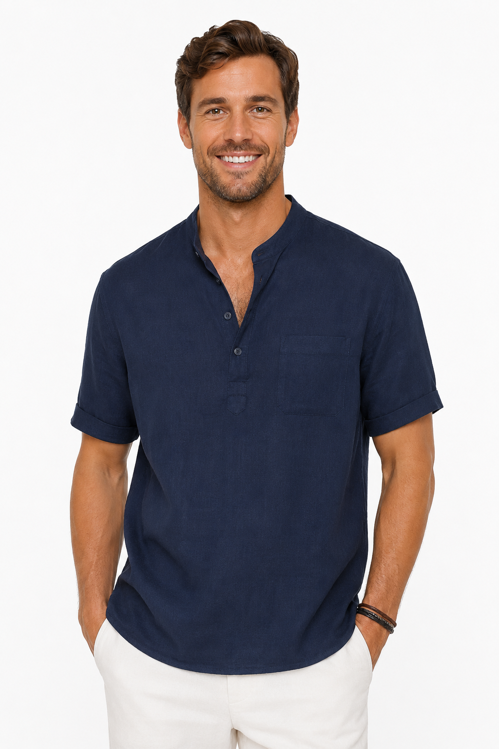Jim | Casual Henley Short Sleeve Shirt
