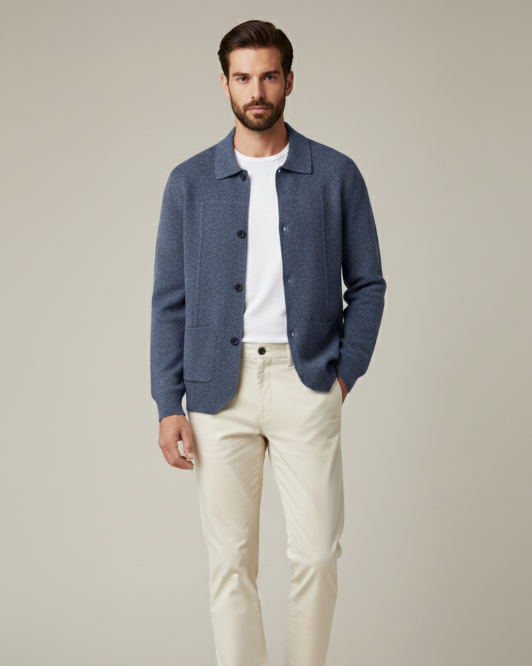 100% CASHMERE BUTTON OVERSHIRT