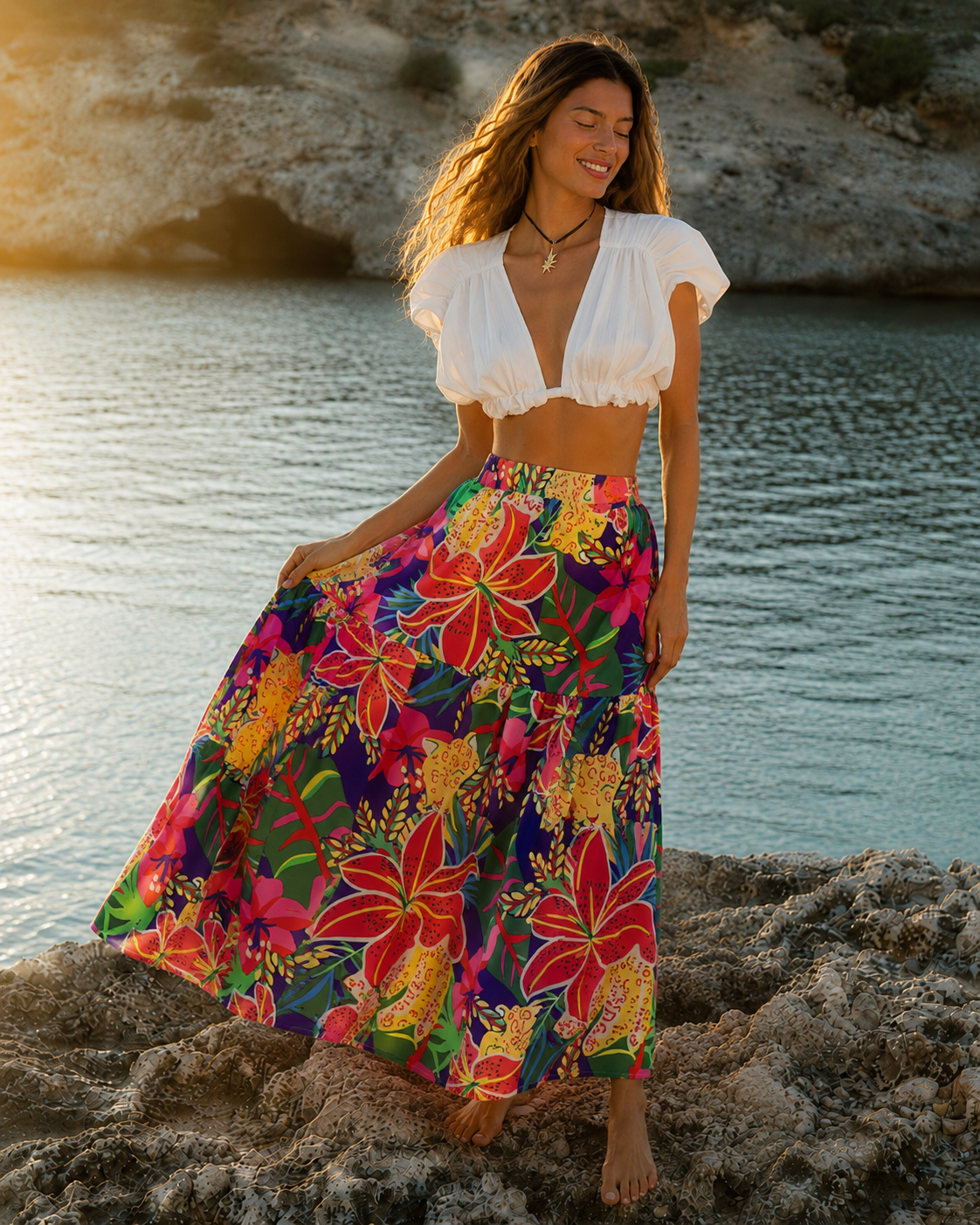 Rhea Smocked Waist Skirt