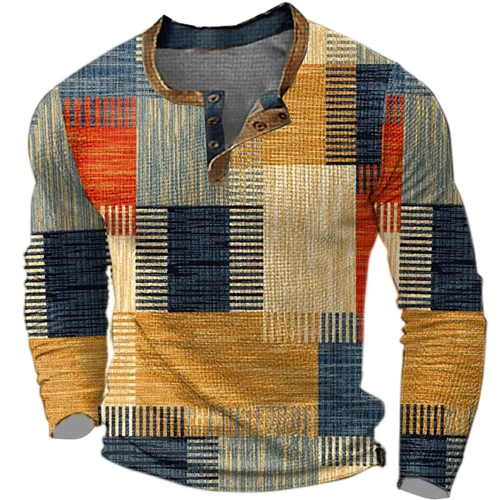 Mar | Men's Vintage Patchwork Long Sleeve Shirt