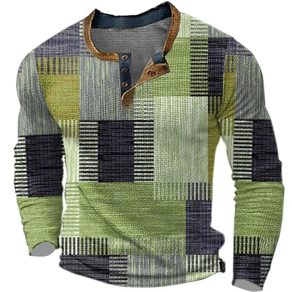 Mar | Men's Vintage Patchwork Long Sleeve Shirt