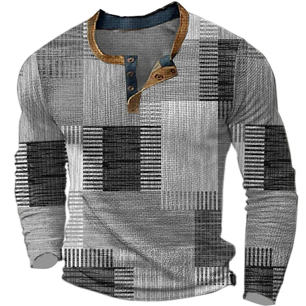 Mar | Men's Vintage Patchwork Long Sleeve Shirt