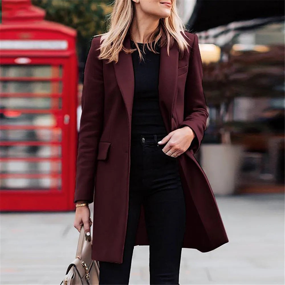 Eleri | Elegant Brown Wool Blend Coat