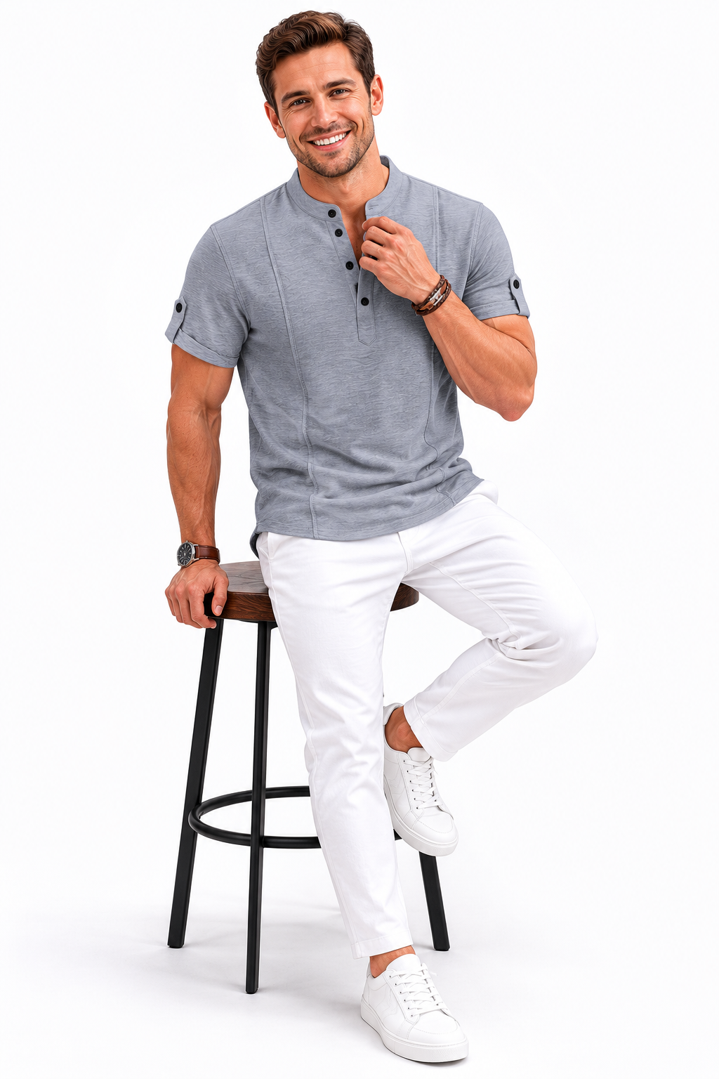 Xam | Henley Short Sleeve Casual Shirt