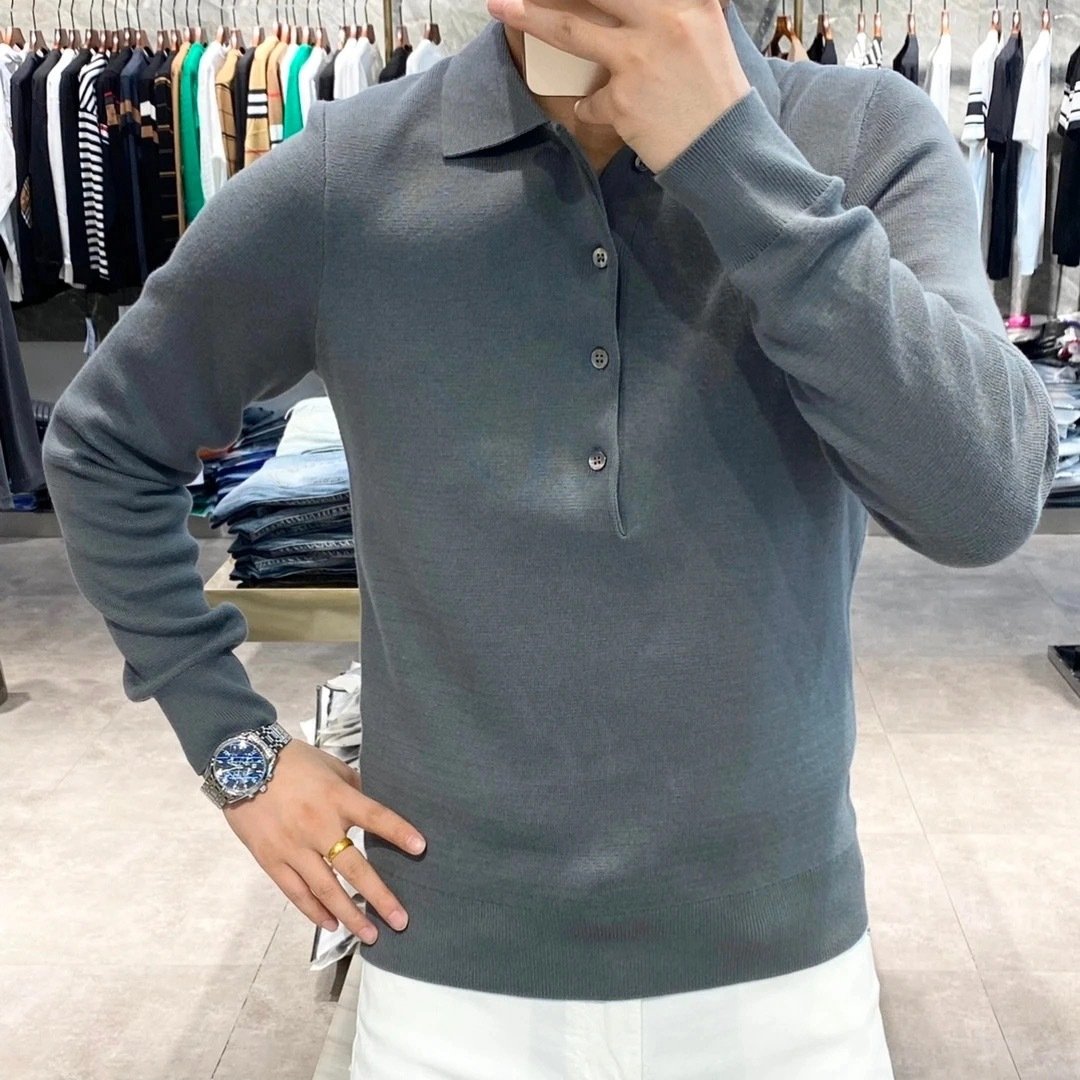 Ben | Long Sleeve Knitted Polo Sweater