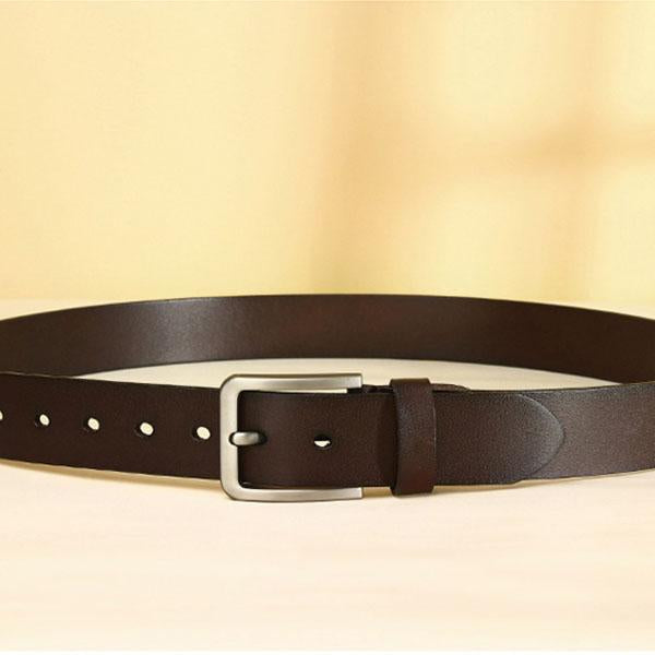 Everett | Leather Belt with Brushed Metal Buckle
