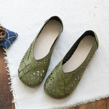 Zia | Perforated Flat Shoes with Slip-On Design