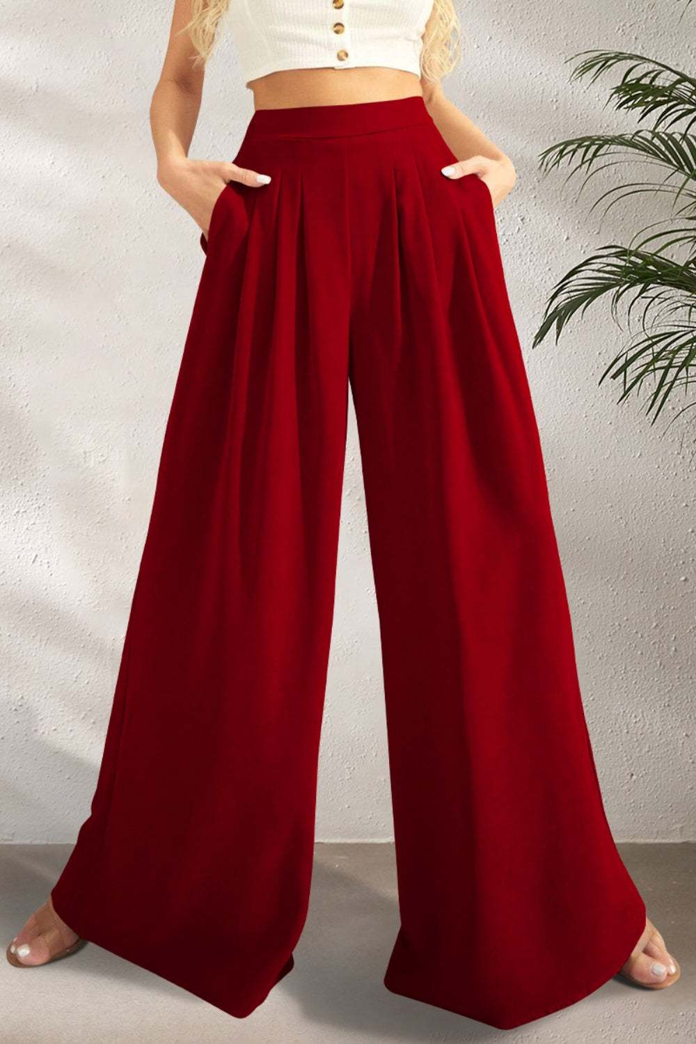 Stella | Pocketed High Waist Wide Leg Pants