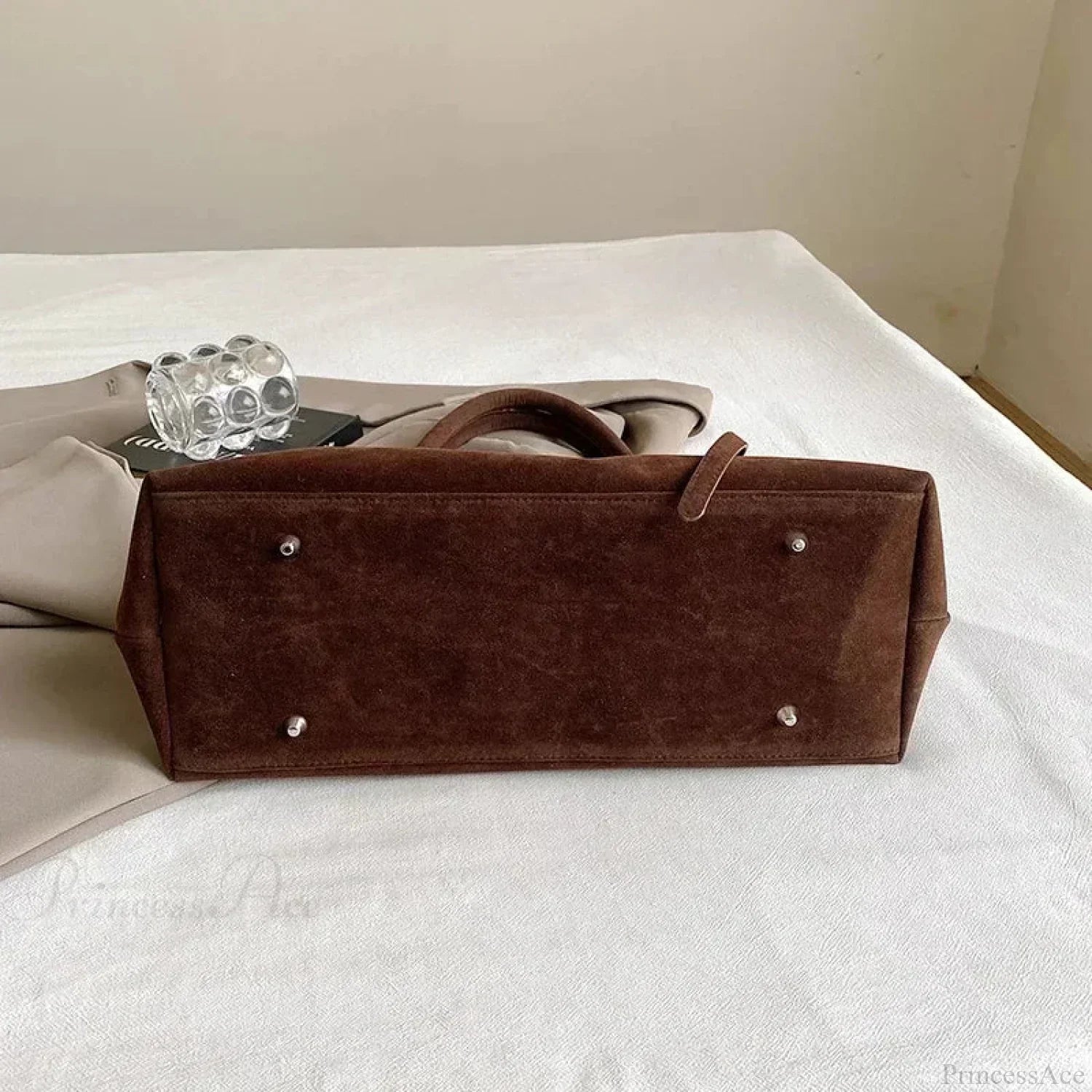 Grace | Faux Suede Hasp Large Tote Handbag