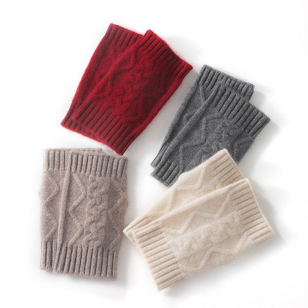Cable Ribbed Cashmere Hand Warmers