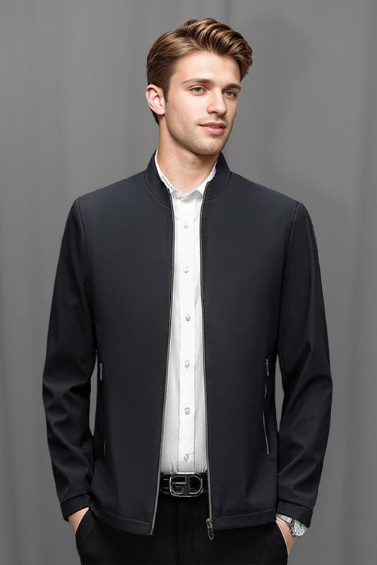 Moretti | Standing Collar Zipper Casual Jacket