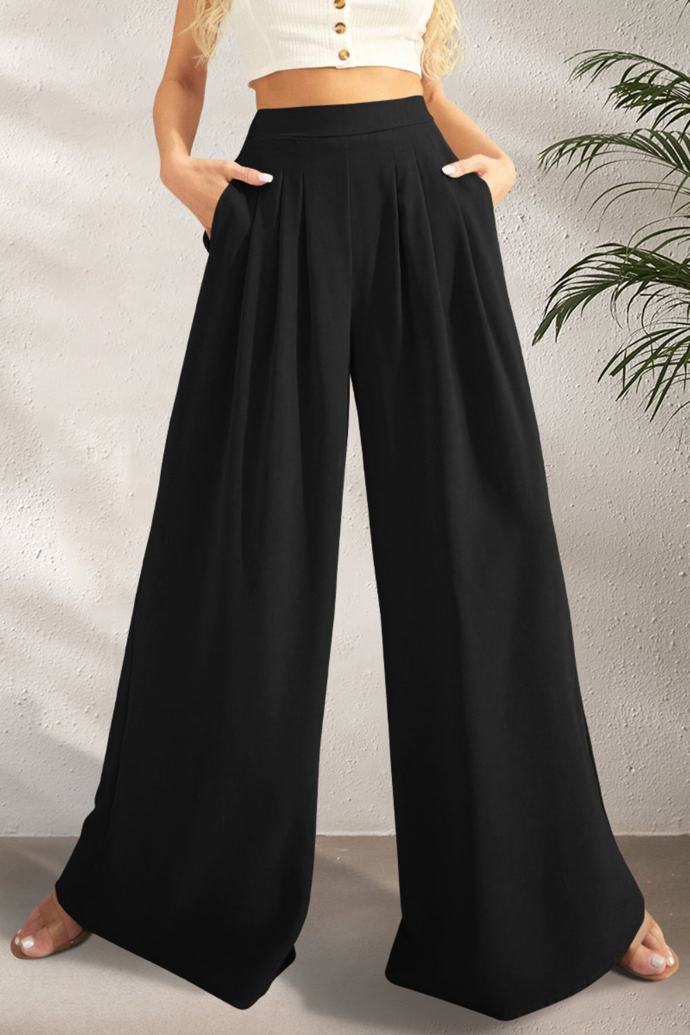 Stella | Pocketed High Waist Wide Leg Pants