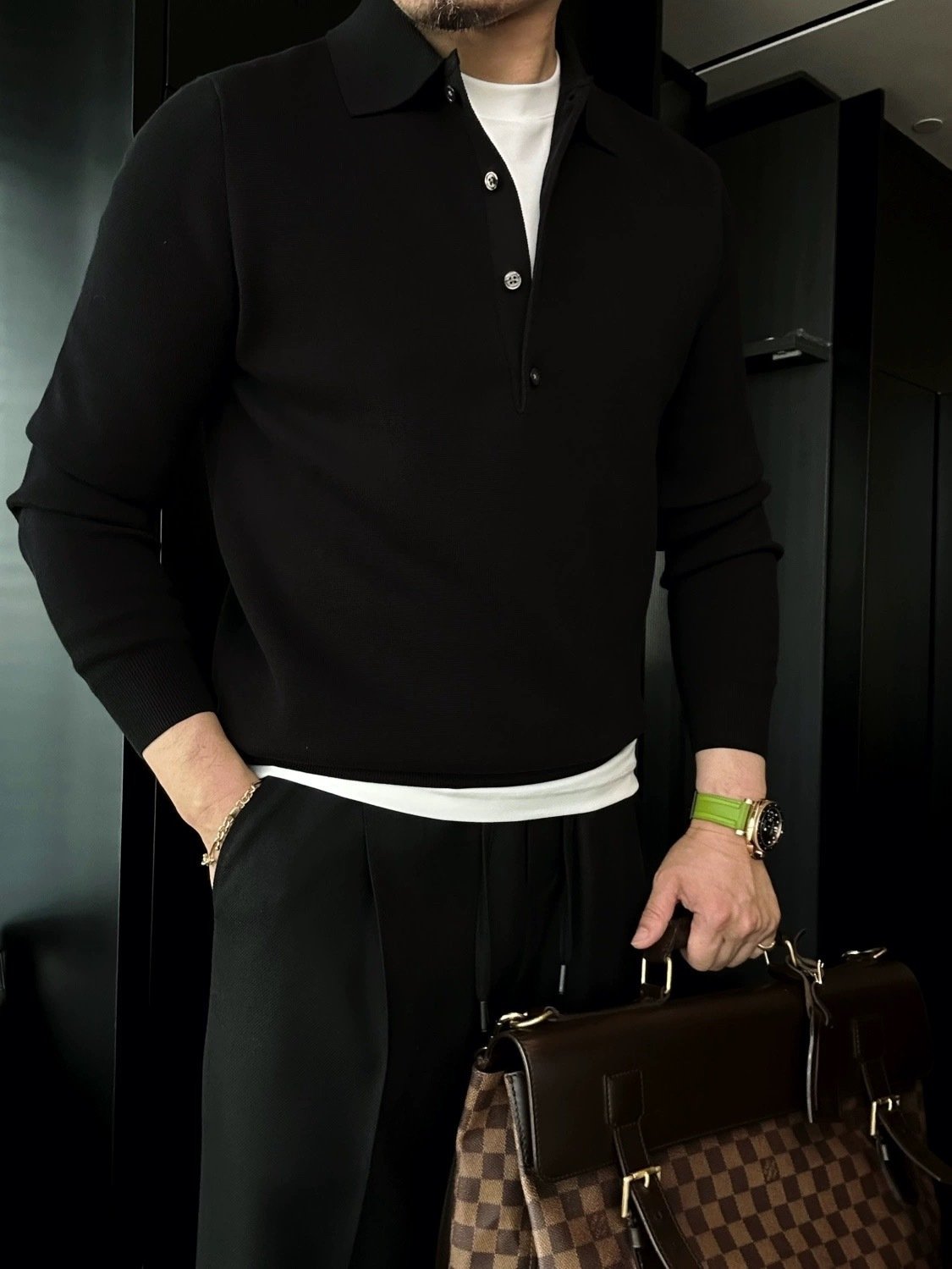 Ben | Long Sleeve Knitted Polo Sweater