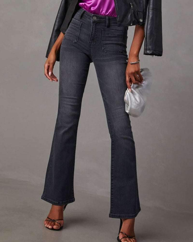 Vintage High-Waist Flared Jeans – Elegant, Stylish & Comfortable