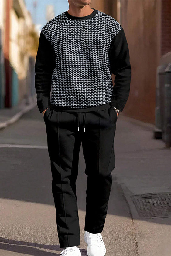 Sinclair | Simple Colorblock Round Neck Casual Sports Set