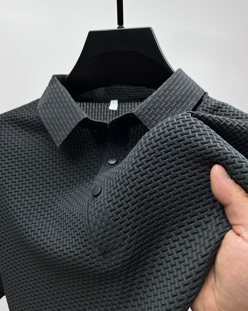 Jason | Textured Short Sleeve Button Polo Shirt
