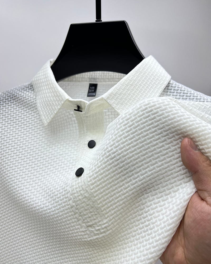 Jason | Textured Short Sleeve Button Polo Shirt