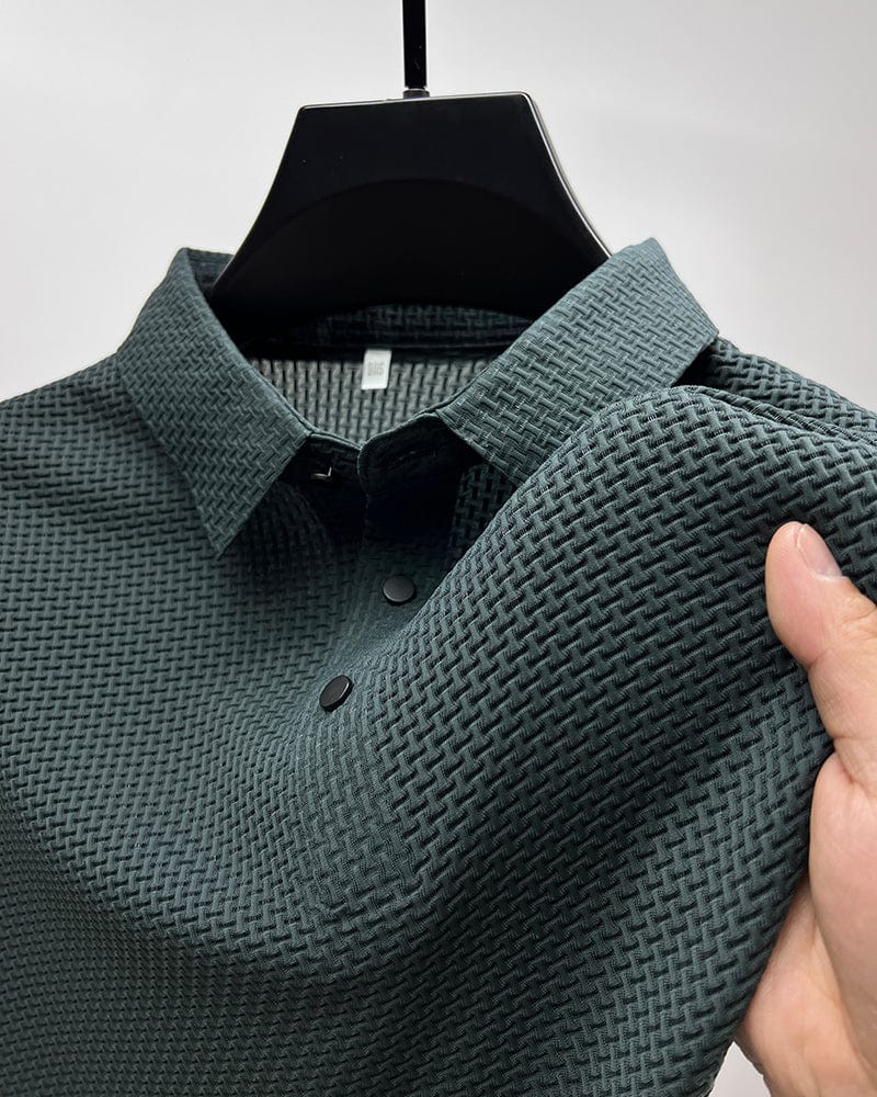 Jason | Textured Short Sleeve Button Polo Shirt