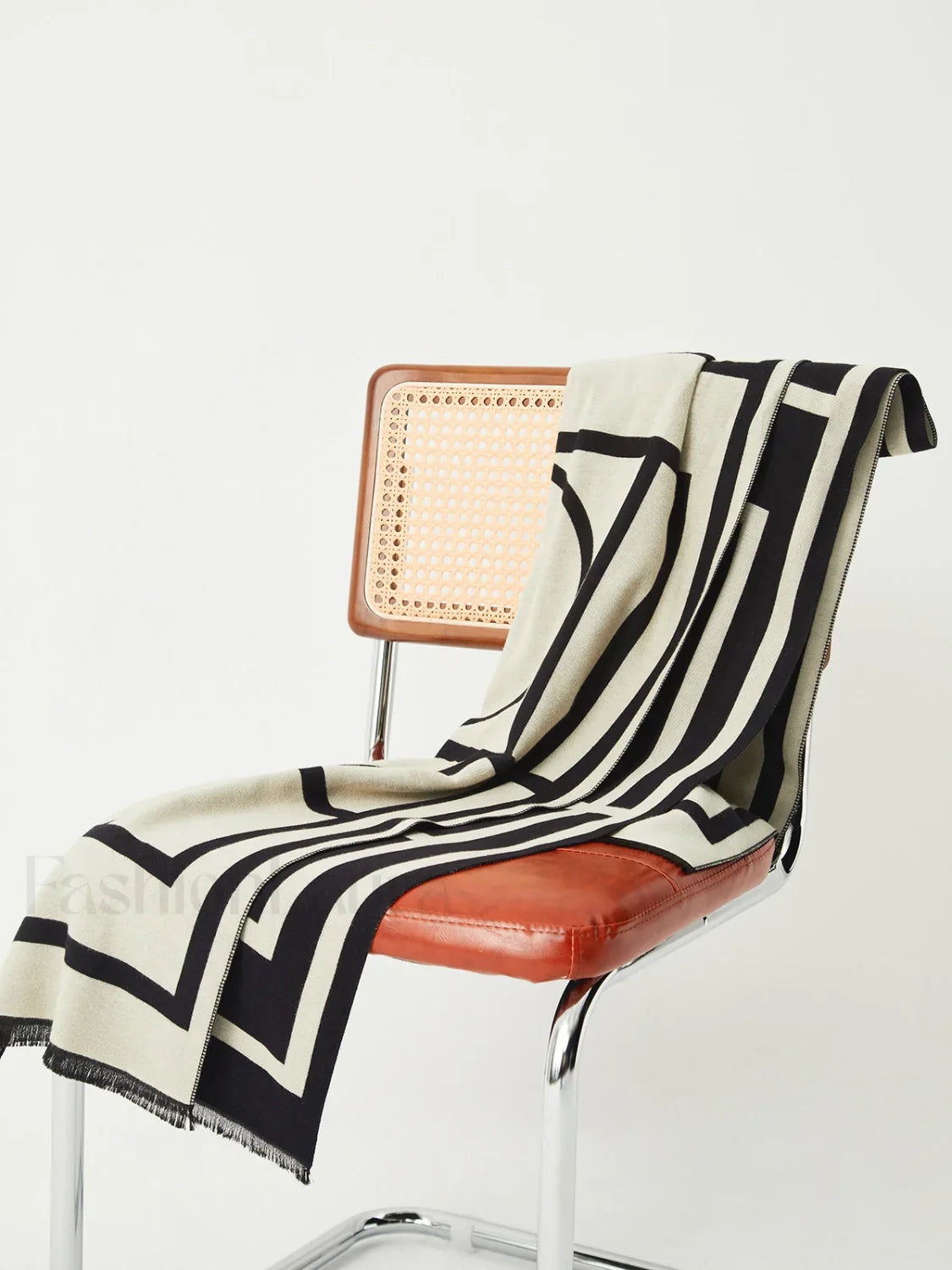 Rae | Wool Blend Graceful Geometric Pattern Scarf